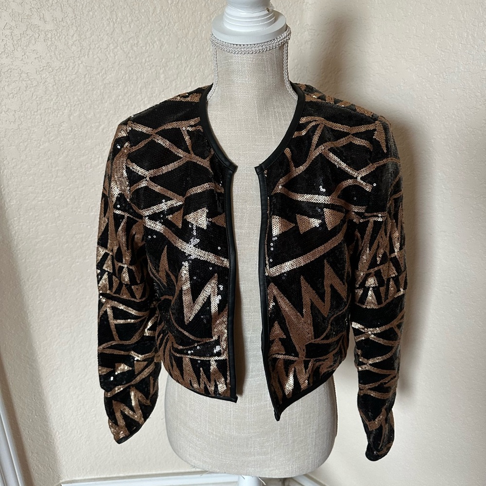 Gold and black sequin cover up jacket